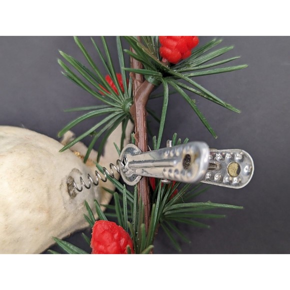 Vintage Wolin Japan Clip On White & Gold Owl/Bird Ornament, Christmas MCM - Picture 5 of 6